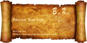Becze Karion névjegykártya